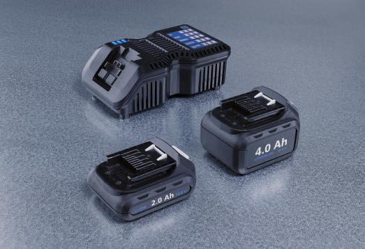 10.8 V / 2 Ah battery: Charge to 80% in only 15 minutes Charge status display Indicates current battery cell status Individual cell monitoring Protects against overload and overheating.