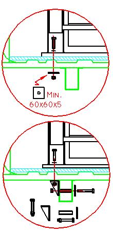 3] 1 If one of the corner bolts cannot be used, or if the vehicle floor proves to be too weak to keep the floor plate straight, additional bolts M12-8.