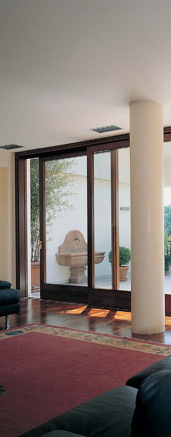 Another advantage of the lift-and-slide system is that it requires very little space, a very convenient feature in situations where the installation of conventional swing-open doors and windows would