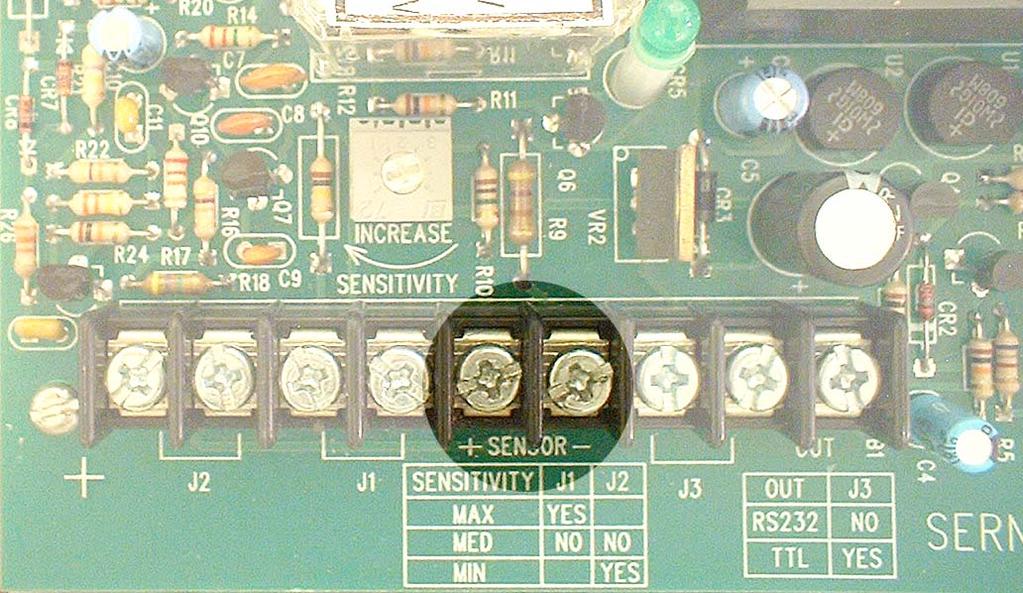 LOW VOLTAGE INPUTS (See Fig. 3) Sensor Input: Connect the black (negative, #2) sensor lead to the - SENSOR terminal on TB1.