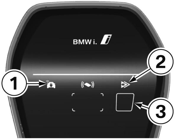 Indicators for BMW DCS functions EN 1 Online connection indicator 2 Charging mode