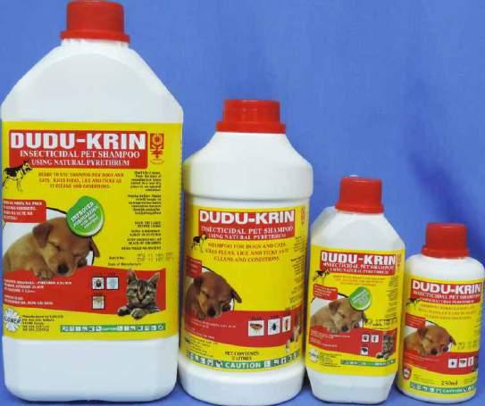 DUDU-KRIN ORIGINAL PET SHAMPOO PET SHAMPOOS Kenya's favourite insecticidal pet shampoo. Contains natural Kenyan pyrethrum for the effective control of ticks, fleas and lice. For use on dogs and cats.