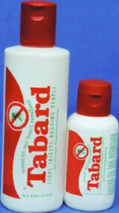 Available in 70g and 150g sizes 12 x 70g aerosol 12 x 150g aerosol 6 001315 151009 6 004715 000700 Tabard Lotions A lotion with DEET