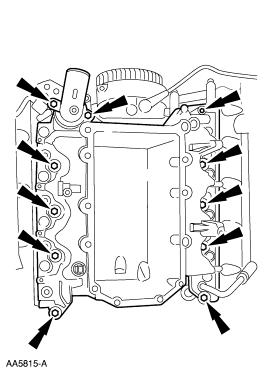 Page 4 of 8 22. Remove the gaskets. 23. CAUTION: Do not use metal scrapers, wire brushes, power abrasive discs or other abrasive means to clean the sealing surfaces.