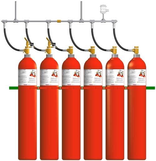 extended cylinder arrangements are implemented. Upon actuation, this arrangement provides an initial discharge to suppress the fire and an extended discharge to prevent the fire from rekindling.