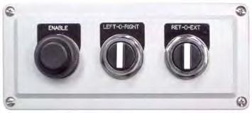 4-Way Platform Control Station - Optional 1 2 (1) ENABLE SWITCH black push button switch. This button must be depressed to activate the PLATFORM extend/retract or left/right.