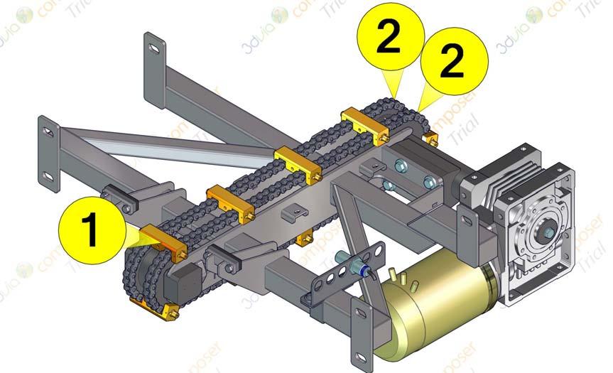 1.30 Lubrication of chain drive: Hints: Lubrication of chain and drive pins.