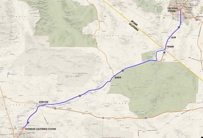 An Approved Private Interstate Railroad 185 miles between Southern California and Las Vegas Primarily