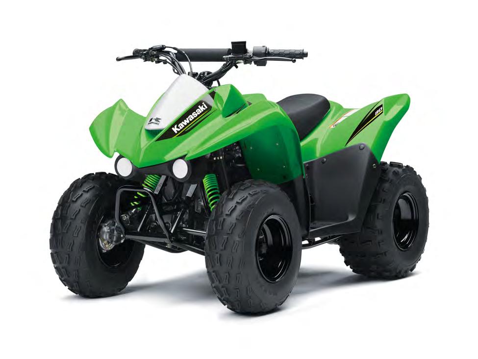 OVERVIEW MODEL CONCEPT The KFX90 is the perfect choice for riders 12 years and older*. This ATV offers great mid-range engine performance with full-size ATV flair in its styling.