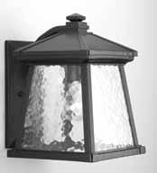 A durable textured Black powder coat finish, cast aluminum construction and clear water glass