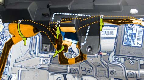h. Secure the V4 Harness to the Vehicle Harness with 2