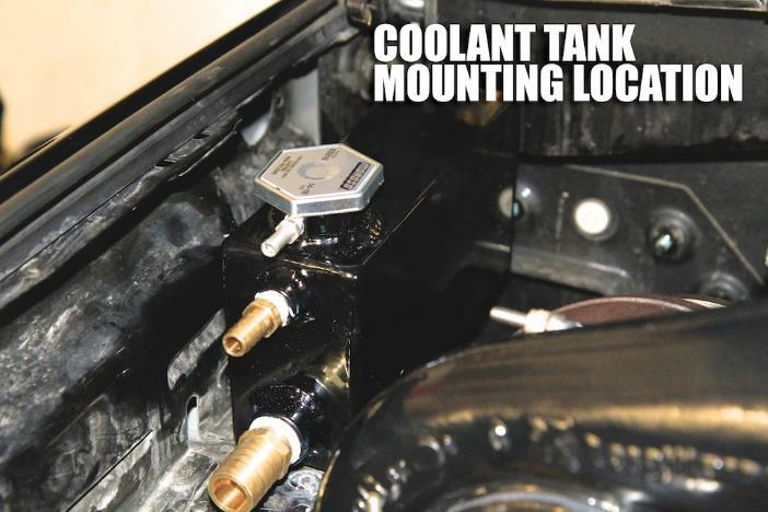 Step 49: Prep the coolant tank by installing all of the fittings