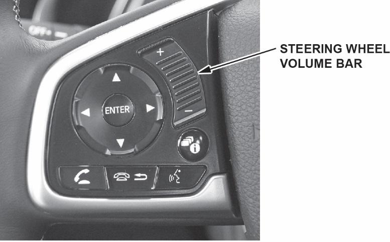 2. No Swipe Feature on Steering Wheel Volume Bar The steering wheel volume bar does not have the swipe feature that comes on the 2017 Civic Coupe and Sedan (EX and above).