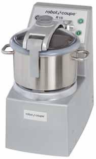 VERTICAL CUTTER MIXERS R 15 - R 20 MOTOR BASE Induction motor Pulse function CUTTER FUNCTION stainless steel smooth blade assembly supplied as standard B L A D E S R 15 R 15 Two speeds Stainless