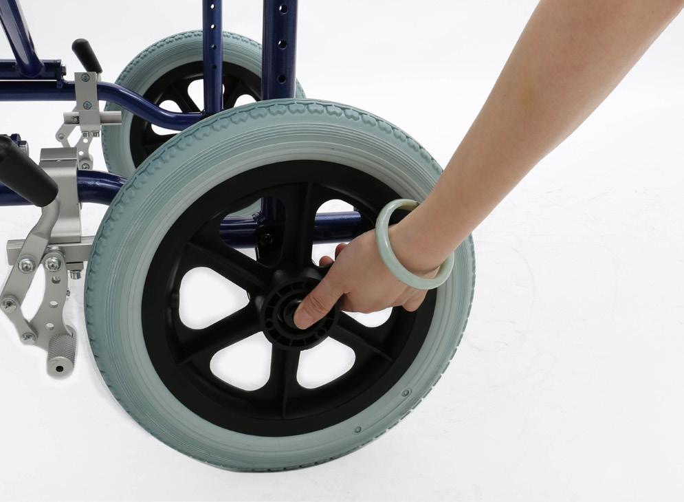 (image 30). The front wheels help the wheelchair to steer in the right direction.