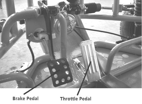 b. Brake The left foot pedal is the brake (See Fig. 1).
