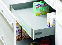 Double walled steel/stainless steel drawer system InnoTech internal drawer Exclusiv for variable cabinet widths, height 70 mm Quick insertion and removal of the internal drawer No bottom panel