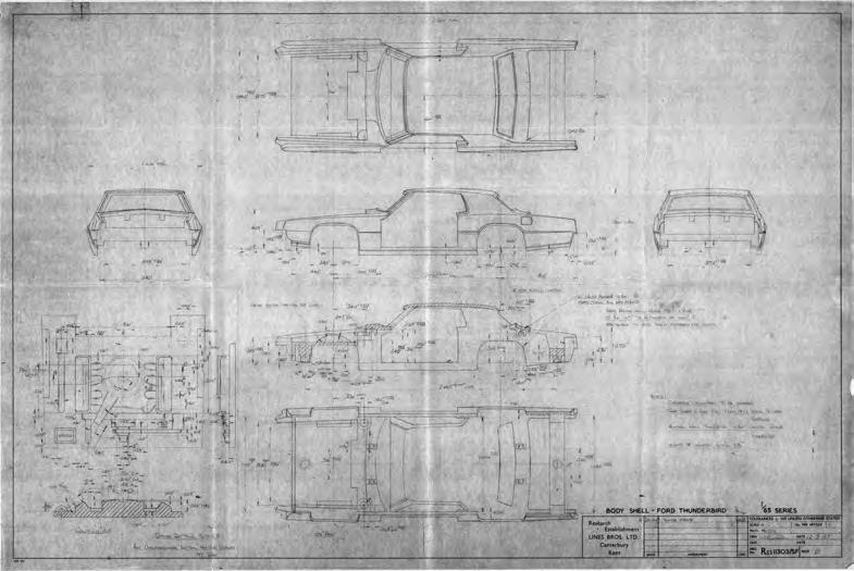 Of the Thunderbird there was no body, only a set of technical blueprints. All this was found by Andy on an auction of furniture and belongings of a former Lines Bros employee.