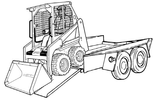 AVOID SERIOUS INJURY OR DEATH Adequately designed ramps of sufficient strength are needed to support the weight of the machine when loading onto a transport vehicle.
