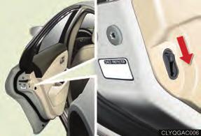 7, 8) Rear door child-protector lock Setting the switch to the LOCK position