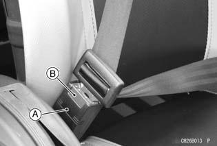 62 GENERAL INFORMATION 3. Put the lap portion of the belt low on your hips. Push down on the buckle end of the belt as you pull up on the shoulder part so the belt is snug across your hips. 4.