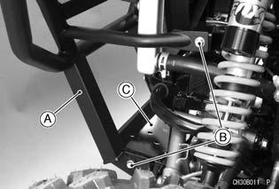 66 GENERAL INFORMATION 2. Remove the front guard by removing front guard bolts. 3. Follow the manual supplied by the winch maker for installing the winch and other accessory as necessary. 4.