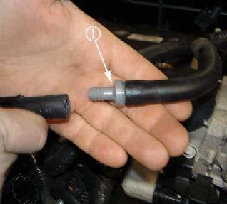 3. Remove the protective wrap (5) from the brake booster vacuum hose to locate check valve # (1). 4.