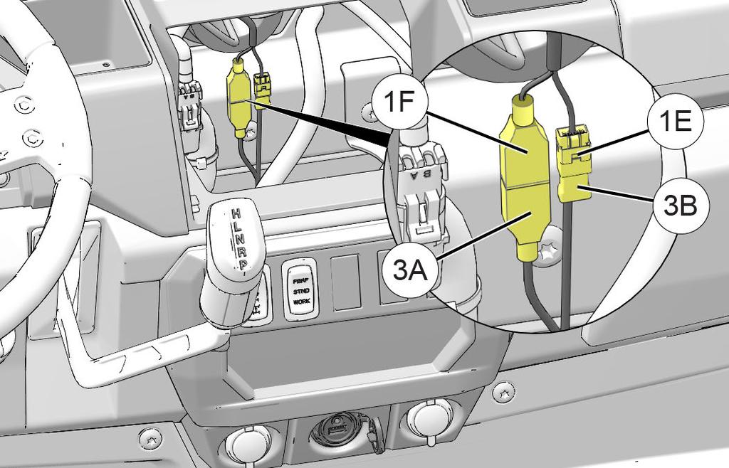 Remove nut and rubber gasket from auxiliary input, route wires rearward through opening, then reinstall