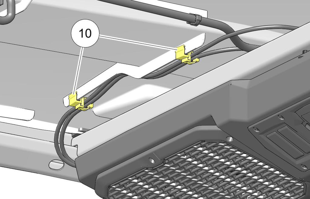 9. Secure harness(es) to dash support bracket using two edge cl