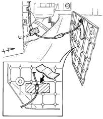 4-1) (b) Using 3M TM Prep Solvent-70, clean the area indicated on the backside of the passenger side panel. (Fig.