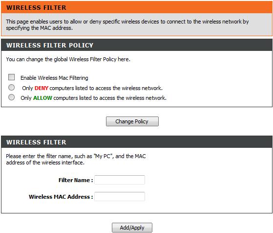 User Manual 10 FAQs for SolarInfo Wi-Fi Wireless filter policy is to set which devices are allowed to be connected to the Router. Do not set this parameter.