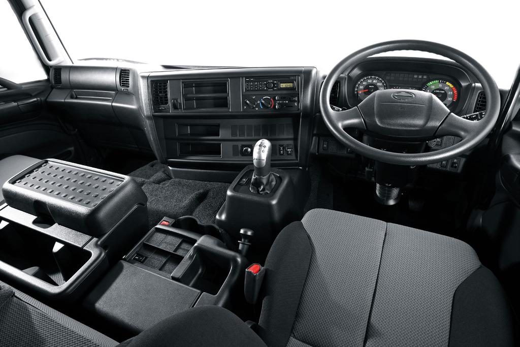HOME AWAY FROM HOME SAFETY AND DRIVER COMFORT SAFE AND COMFORTABLE Safety is an important element in the design of the cab which is why the new Hino 700 Series now includes an SRS airbag* with other