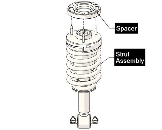 6 7 Remove the entire strut assembly out from the vehicle. (See figure 6). Place the Pacbrake Spacer on top of the strut assembly as shown in figure 6.