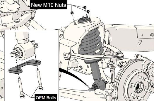 (See figure 12) Torque all the hardware according to the manufacturer's specifications. Reinstall the ABS retaining clips to the studs on the strut assembly and secure the ABS line to it.