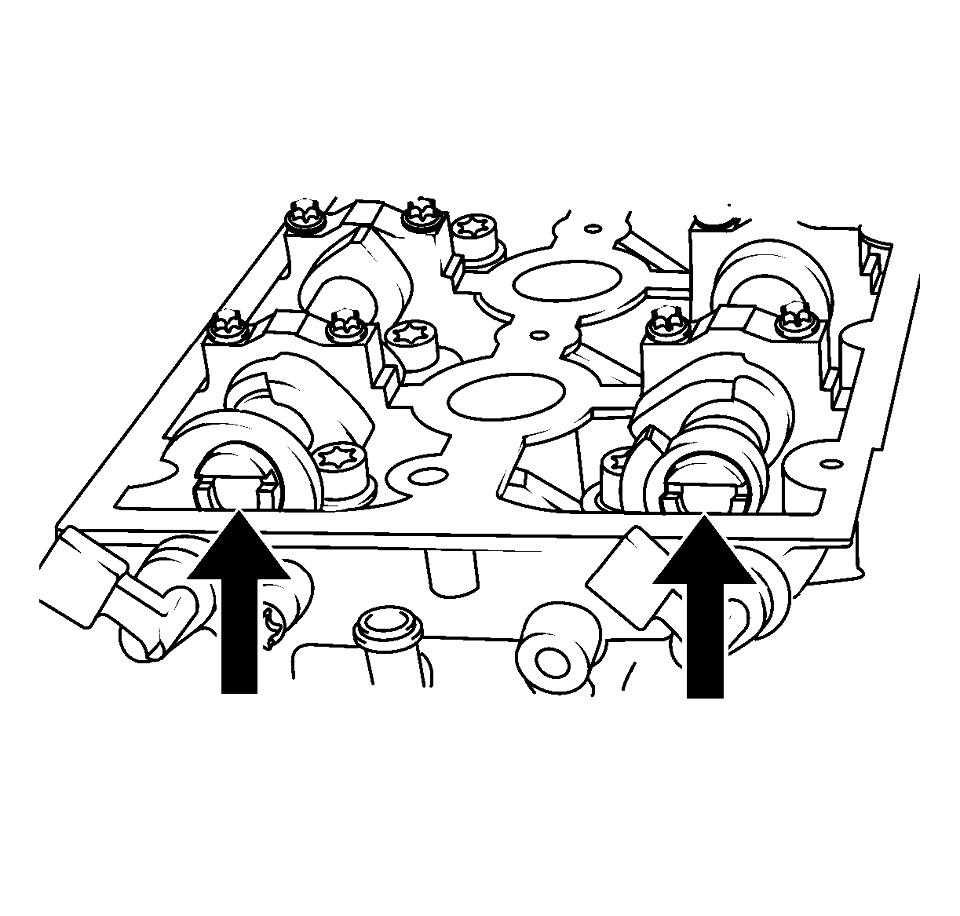 20. Turn the crankshaft 60 (A) against the direction of engine rotation. 21. Remove the 2 camshaft position actuator adjuster closure bolts (1). Note: A second technician is required. 22.