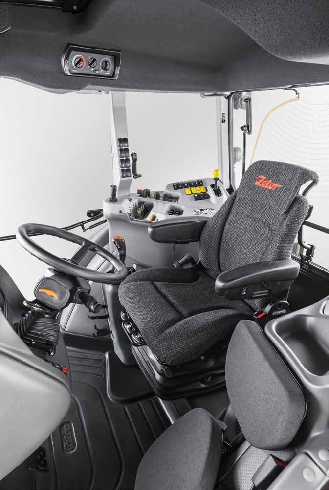 8 www.zetor.com 9 CABIN MORE COMFORT A drive in the new ZETOR CRYSTAL HD is comfortable. The suspended cabin along with suspended axle delivers a comfortable driving experience.
