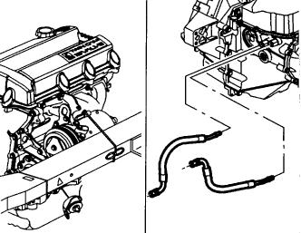 Disconnect the upper radiator hose at cylinder head outlet and deaeration hose at engine.