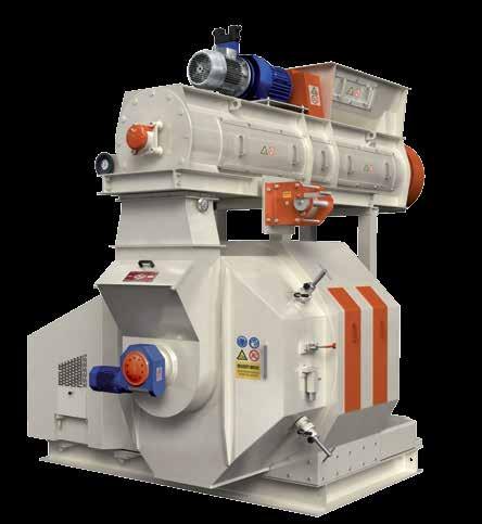 380 HP Capacity: 18-22 T/h - 6 pole main motor 280 kw - Conditioner motor 18,5 kw - Feeder speed can be used with VFD or hydraulic gear drive (4 kw) - Die I.D. 800 mm; working width 222 mm or 250 mm.