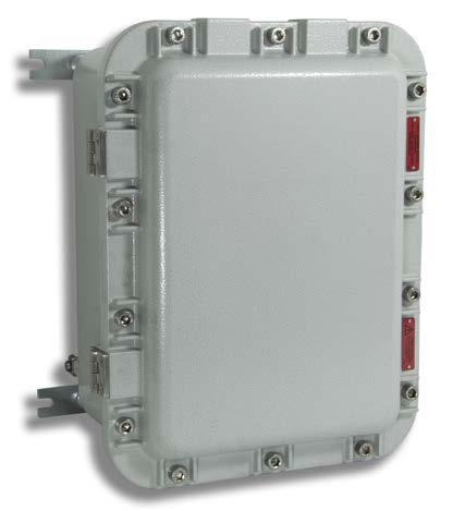 EJB-... series Aluminium junction boxes gas group IIB+H 2 MECHANICAL FEATURES Body and lid: Hinges: Lid handle: Gasket: Certification label: Bolts and screws: Earth screws: Mounting brackets: