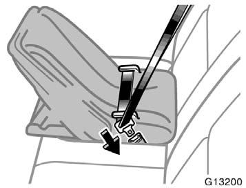 If the driver s seat position does not allow sufficient space for safe installation, install the child restraint system at another position. 1.