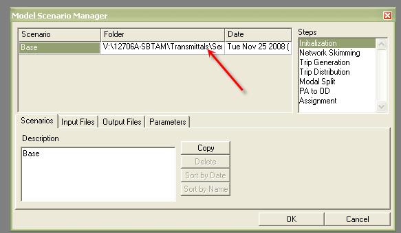 Step 7: Click Setup, the Model Scenario Manager dialog box shows Click Folder to select the folder for the scenario (Note that it should be the folder where scag_mod_2008.