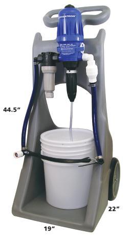 DosaCart Part #: HS15-16 Includes: Large 15-gallon tank Crash bar Clean-out valve Accommodates: 11 GPM 14 GPM 20 GPM 40 GPM Quick Hook-Up kits available: 11 GPM, 14 GPM