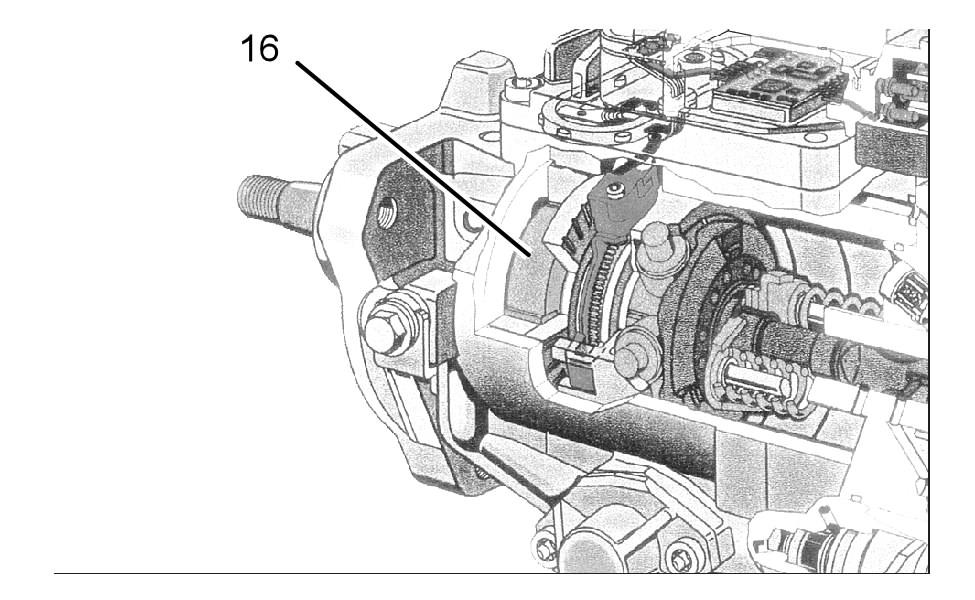 SENR9977 17 Systems Operation Section Delivery Illustration 13 Center view of the Bosch VP30 fuel injection pump (16) Fuel transfer pump g01132094 The eccentric position of the rotor is relative to