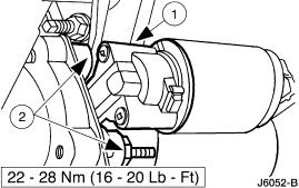 2. Install the two bolts. 2. Connect the starter motor ground cable and install the starter motor ground cable nut. 3.