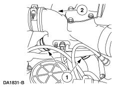 10. Remove the front bumper. 11. Remove the accessory drive belt; for additional information, refer to Section 303-05. 12. Disconnect the generator electrical connectors. 13.
