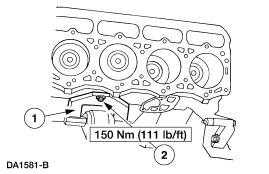 30. NOTE: Both the left and the right engine mounts are installed the same way. Only the left side is shown. Install the engine mounts. 1. Position the engine mounts. 2. Install the three bolts. 31.
