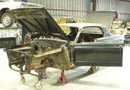 classic auto body shell restored back to an all-metal