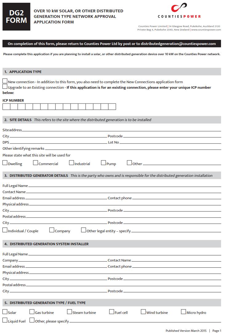 Appendix B: DG2 Form (refer website for latest form) Uncontrolled when