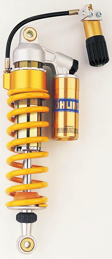 Öhlins shock absorber 46 PRCS Your Öhlins shock absorber type 46 PRCS features the following adjusters: Compression damping adjuster (C) Adjustments are made on top of the reservoir.