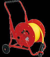 red RAL 3020 Bearing-mounted drum body made from steel plate Carry handles on both sides, can